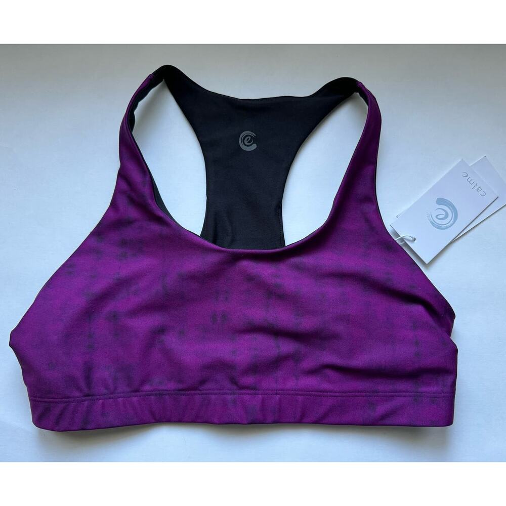 NWT Johnny Was Calme  Revesrisble Sports Bra in Black and Purple Size L